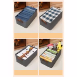 Cutie de depozitare tip cos, Flippy, textil, pliabila, 47x28x20 cm, cadru metalic, cu manere, gri - imagine 9