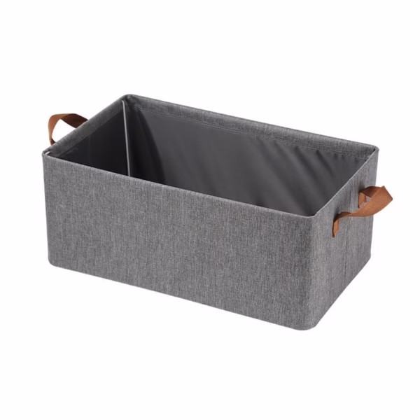 Cutie de depozitare tip cos, Flippy, textil, pliabila, 47x28x20 cm, cadru metalic, cu manere, gri - imagine 10