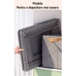 Cutie de depozitare tip cos, Flippy, textil, pliabila, 47x28x20 cm, cadru metalic, cu manere, gri - imagine 3