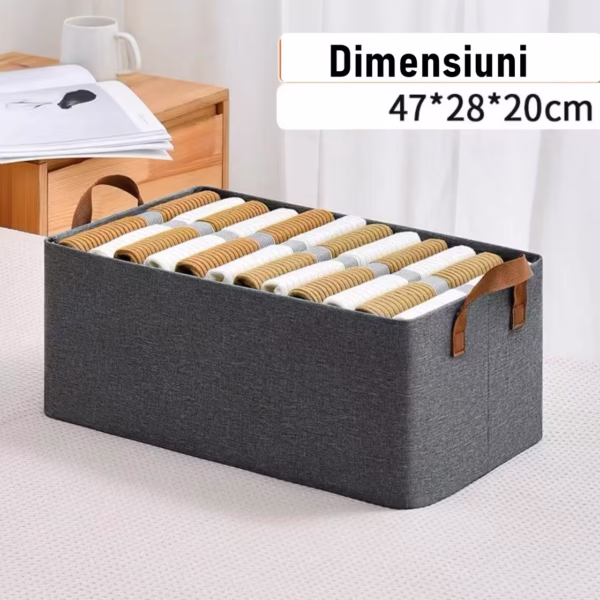 Cutie de depozitare tip cos, Flippy, textil, pliabila, 47x28x20 cm, cadru metalic, cu manere, gri - imagine 4