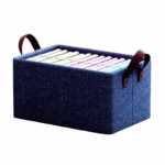 Cutie de depozitare tip cos, Flippy, textil, pliabila, 47x20x28 cm, se poate spala, cu manere, albastru - imagine 3