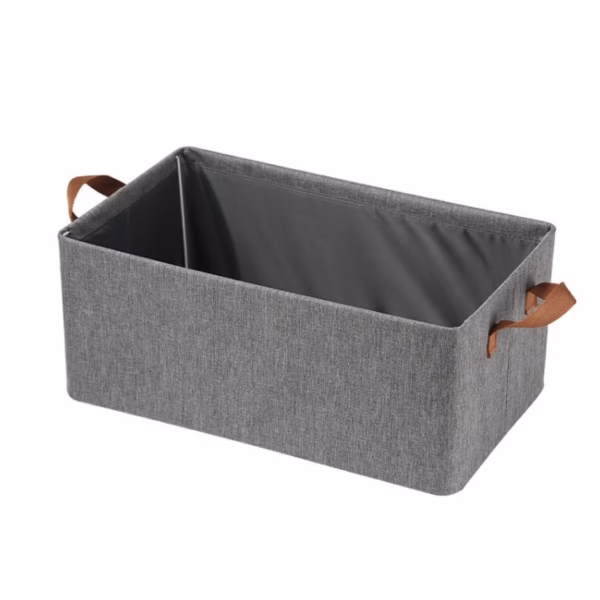 Cutie de Depozitare Tip Cos, Flippy, Material Textil, Pliabila, 47x35x30 cm, 50 l, Cadru Metalic, cu Manere, Gri - imagine 1