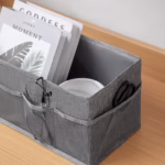 Cutie Depozitare cu Cadru Metalic, Flippy, pentru Bucatarie, snacksuri, pliabila din poliester Oxford, 30 x 15 x 15 cm Gri - imagine 4