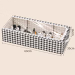 Cutie Depozitare cu Cadru Metalic, Flippy, pentru Incaltaminte, Haine, Lingerie, Fermoar Calitativ, Fereastra Transparenta, Manere Laterale, 60 x 30 x 16 cm, Alb Negru - imagine 3