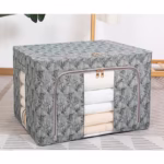 Cutie Depozitare, Flippy, 66L, din Material Textil, 50 x 40 x 33 cm, pentru Haine si Lenjerii, Model Bambus, Verde - imagine 2