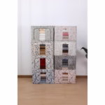 Cutie Depozitare, Flippy, 66L, din Material Textil, 50 x 40 x 33 cm, pentru Haine si Lenjerii, Model Bambus, Verde - imagine 4