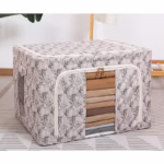 Cutie Depozitare, Flippy, 66L, din Material Textil, 50 x 40 x 33 cm, pentru Haine si Lenjerii, Model Bambus, Galben - imagine 2