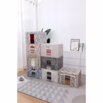 Cutie Depozitare, Flippy, 66L, din Material Textil, 50 x 40 x 33 cm, pentru Haine si Lenjerii, Model Bambus, Galben - imagine 5