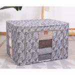 Cutie Depozitare, Flippy, 66L, din Material Textil, 50 x 40 x 33 cm, pentru Haine si Lenjerii, Model Bambus, Negru - imagine 2