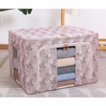 Cutie Depozitare, Flippy, 66L, din Material Textil, 50 x 40 x 33 cm, pentru Haine si Lenjerii, Model Floare de Prun, Roz - imagine 2