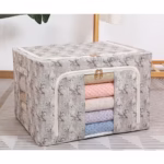 Cutie Depozitare, Flippy, 66L, din Material Textil, 50 x 40 x 33 cm, pentru Haine si Lenjerii, Model Flori de Primavara, Verde - imagine 2