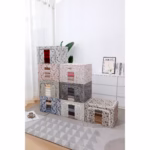 Cutie Depozitare, Flippy, 66L, din Material Textil, 50 x 40 x 33 cm, pentru Haine si Lenjerii, Model Fluturasi, Gri - imagine 5