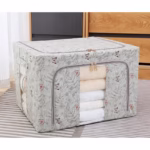 Cutie Depozitare, Flippy, 66L, din Material Textil, 50 x 40 x 33 cm, pentru Haine si Lenjerii, Model Fluturasi, Gri - imagine 2