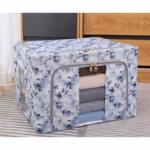 Cutie Depozitare, Flippy, 66L, din Material Textil, 50 x 40 x 33 cm, pentru Haine si Lenjerii, Model Fluturasi, Albastru - imagine 2