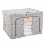 Cutie Depozitare, Flippy, 66L, din Material Textil, 50 x 40 x 33 cm, pentru Haine si Lenjerii, Model Fluturasi, Gri