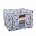 Cutie Depozitare, Flippy, 66L, din Material Textil, 50 x 40 x 33 cm, pentru Haine si Lenjerii, Model Fluturasi, Albastru