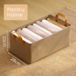 Cutie Depozitare Flippy, pentru Haine, lucruri, din Textil cu Cadru Metalic, Manere Laterale, forma Dreptunghiulara, 47 x 28 x 20 cm, volum 26 L, Kaki - imagine 3