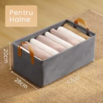 Cutie Depozitare Flippy, pentru Haine, lucruri, din Textil cu Cadru Metalic, Manere Laterale, forma Dreptunghiulara, 47 x 28 x 20 cm, volum 26 L, Gri - imagine 3