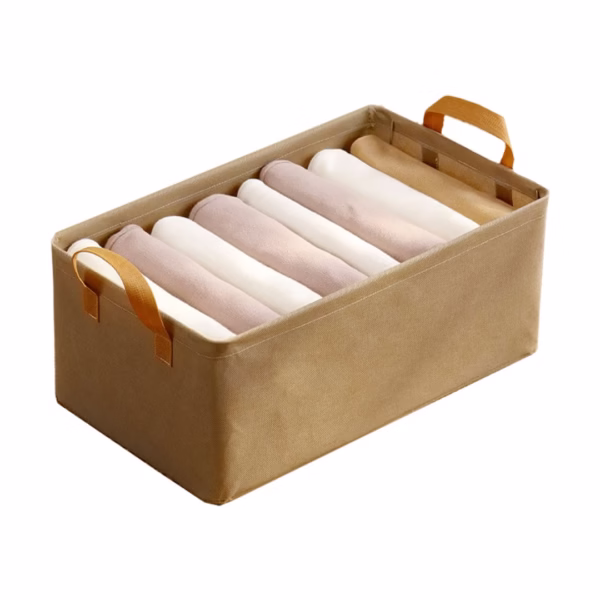 Cutie Depozitare Flippy, pentru Haine, lucruri, din Textil cu Cadru Metalic, Manere Laterale, forma Dreptunghiulara, 47 x 28 x 20 cm, volum 26 L, Kaki - imagine 1