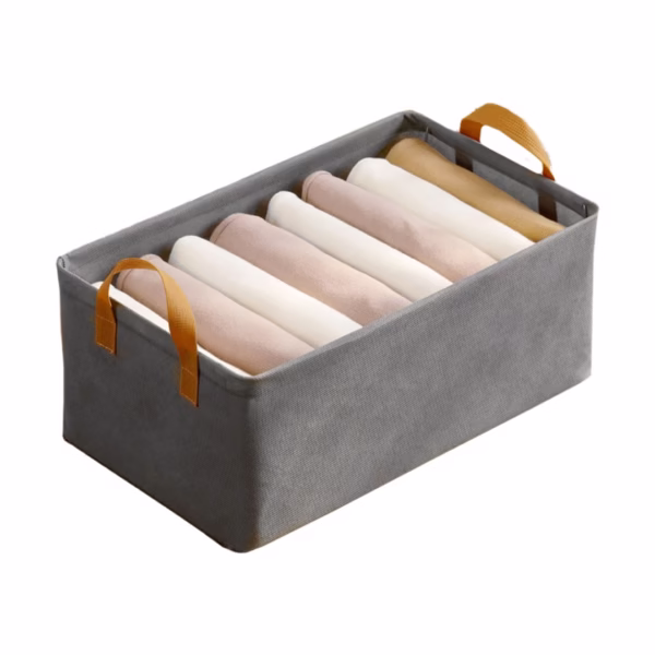 Cutie Depozitare Flippy, pentru Haine, lucruri, din Textil cu Cadru Metalic, Manere Laterale, forma Dreptunghiulara, 47 x 28 x 20 cm, volum 26 L, Gri - imagine 1