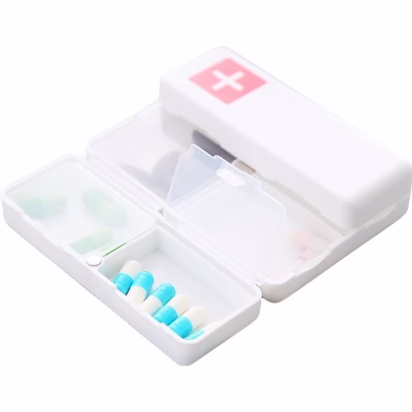 Cutie depozitare medicamente, 7 compartimente sigilate individual, pliabila, portabila, Flippy, Alb/Rosu - imagine 1