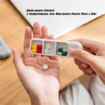 Cutie Depozitare Medicamente, Flippy, Portabila, 3 Compartimente, Tip Breloc, Plastic, Glisanta, Alb, 10.7x3.6x1.6 cm - imagine 3