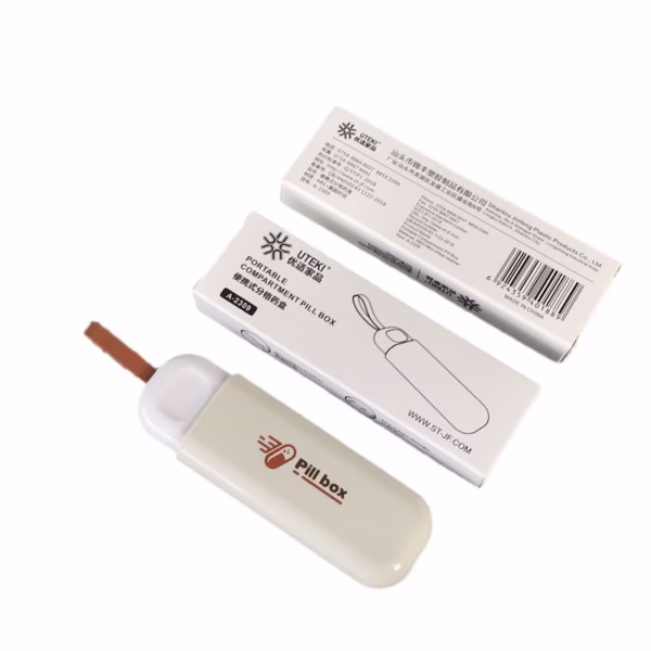 Cutie Depozitare Medicamente, Flippy, Portabila, 3 Compartimente, Tip Breloc, Plastic, Glisanta, Alb, 10.7x3.6x1.6 cm - imagine 6
