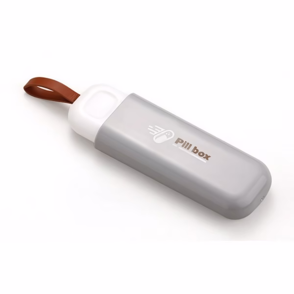 Cutie Depozitare Medicamente, Flippy, Portabila, 3 Compartimente, Tip Breloc, Plastic, Glisanta, Gri, 10.7x3.6x1.6 cm - imagine 1