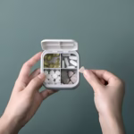 Cutie Depozitare Medicamente Mini, Flippy, 4 Compartimente, Inchidere Etans, Portabila, Patrat, Gri, PP, 7.5x7.5x3 cm - imagine 3