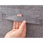Cutie de Depozitare Pliabila, Flippy, 24 L, din Bumbac si In, 40x30x20 cm, Fereastra Frontala, 2 Usi de Acces cu Fermoar Bidirectional, Cadru Metalic, Suport Baza Stabil din Plastic, Gri - imagine 6