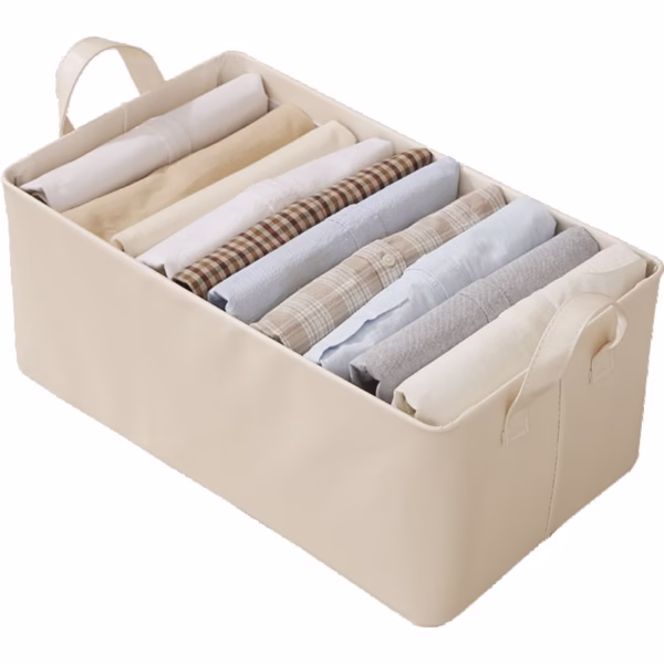 cutie-depozitare-universala-din-piele-ecologica-cu-cadru-metalic-47-x-28-x-40-cm-bej-main-6603757a2722c Cutie de Depozitare Tip Cos, Flippy, Material Piele Ecologica, Pliabila, 47x28x20 cm, 26 l, Cadru Metalic, cu Manere, Bej - imagine 1