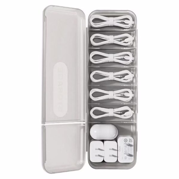 Cutie Organizatoare pentru Cabluri, Flippy, din Plastic, 28 x 9 x 6 cm, Alb - imagine 3