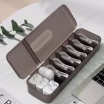 Cutie Organizatoare pentru Cabluri, Flippy, din Plastic, 28 x 9 x 6 cm, Gri - imagine 4