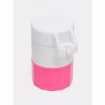 Cutie Pastile Multifunctionala, Flippy, 4 in 1, Pahar Apa, Taiere, Sfaramare, Depozitare, Compact, ABS cu Lama din Inox, Alb/Roz, 8.7x6.2x4.1 cm - imagine 2
