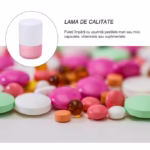 Cutie Pastile Multifunctionala, Flippy, 4 in 1, Pahar Apa, Taiere, Sfaramare, Depozitare, Compact, ABS cu Lama din Inox, Alb/Roz, 8.7x6.2x4.1 cm - imagine 3