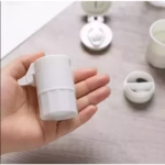Cutie Pastile Multifunctionala, Flippy, 4 in 1, Pahar Apa, Taiere, Sfaramare, Depozitare, Compact, ABS cu Lama din Inox, Alb, 8.7x6.2x4.1 cm - imagine 5