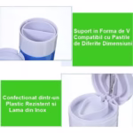 Cutie Pastile Multifunctionala, Flippy, 4 in 1, Pahar Apa, Taiere, Sfaramare, Depozitare, Compact, ABS cu Lama din Inox, Alb/Albastru, 8.7x6.2x4.1 cm - imagine 3
