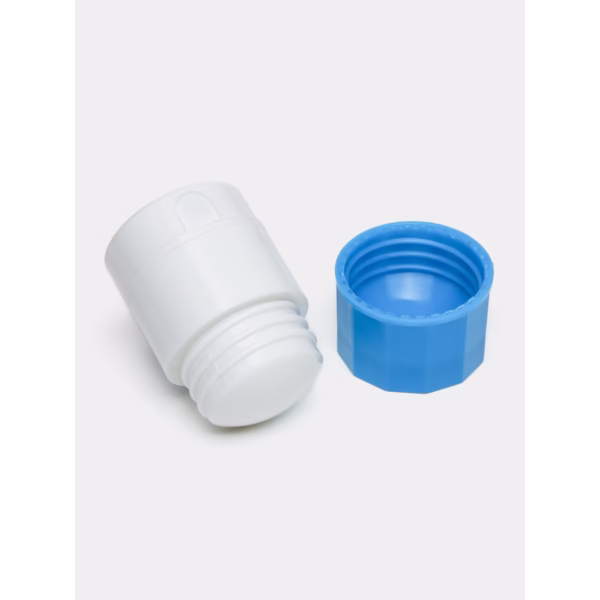Cutie Pastile Multifunctionala, Flippy, 4 in 1, Pahar Apa, Taiere, Sfaramare, Depozitare, Compact, ABS cu Lama din Inox, Alb/Albastru, 8.7x6.2x4.1 cm - imagine 4