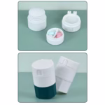 Cutie Pastile Multifunctionala, Flippy, 4 in 1, Pahar Apa, Taiere, Sfaramare, Depozitare, Compact, ABS cu Lama din Inox, Alb/Verde, 8.7x6.2x4.1 cm - imagine 4