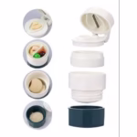 Cutie Pastile Multifunctionala, Flippy, 4 in 1, Pahar Apa, Taiere, Sfaramare, Depozitare, Compact, ABS cu Lama din Inox, Alb/Verde, 8.7x6.2x4.1 cm - imagine 7