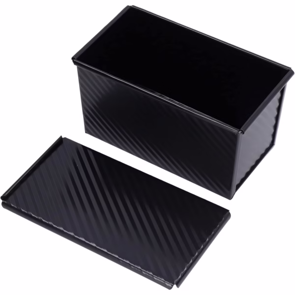 Tava pentru Paine, Flippy, din Otel Carbon, 450 g, cu Capac, Antiaderenta, 21 x 11 x 11.5 cm, Negru - imagine 2