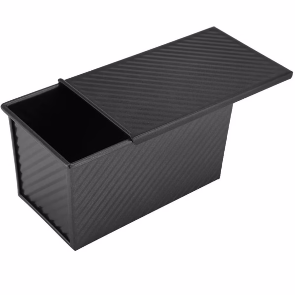 Tava pentru Paine, Flippy, din Otel Carbon, 450 g, cu Capac, Antiaderenta, 21 x 11 x 11.5 cm, Negru - imagine 1