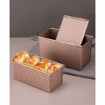 Tava pentru Paine, Flippy, din Otel Carbon, 450 g, cu Capac, Antiaderenta, 21 x 11 x 11.5 cm, Roz Auriu - imagine 2