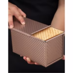 Tava pentru Paine, Flippy, din Otel Carbon, 450 g, cu Capac, Antiaderenta, 21 x 11 x 11.5 cm, Roz Auriu - imagine 5