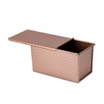 Tava pentru Paine, Flippy, din Otel Carbon, 450 g, cu Capac, Antiaderenta, 21 x 11 x 11.5 cm, Roz Auriu