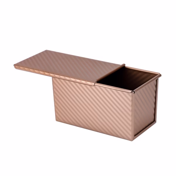 cutie-pentru-paine-toast-flippy-rose-gold-450g-cu-capac-main-6830820e518bf Tava pentru Paine, Flippy, din Otel Carbon, 450 g, cu Capac, Antiaderenta, 21 x 11 x 11.5 cm, Roz Auriu - imagine 1