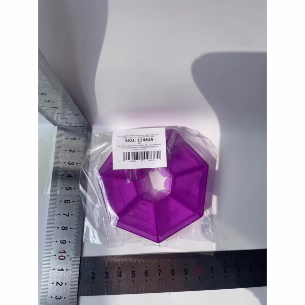 Cutie separator medicamente cu zilele saptamanii, Flippy, Plastic, 7 compartimente, Mov - imagine 5