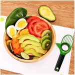 Cutit 3in1 pentru Avocado, Flippy, Cutit, Scoatere Miez si Feliator Pulpa, din PP si Otel Inoxidabil, Negru/Verde - imagine 3