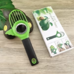 Cutit 3in1 pentru Avocado, Flippy, Cutit, Scoatere Miez si Feliator Pulpa, din PP si Otel Inoxidabil, Negru/Verde - imagine 9