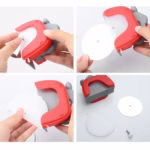 Cutit circular pentru pizza Flippy, 11.5 x 12.5 cm, otel inoxidabil si plastic, capc protectie lama, rosu - imagine 3